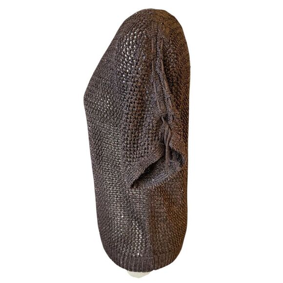 Chico's Pullover Sweater Shimmer Metalic Espresso Shoulder Detail Size 1 US Med - Picture 3 of 11